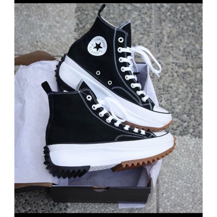 SEPATU CONVERSE X JW ANDERSON RUN STAR HIKE BLACK WHITE WOMEN