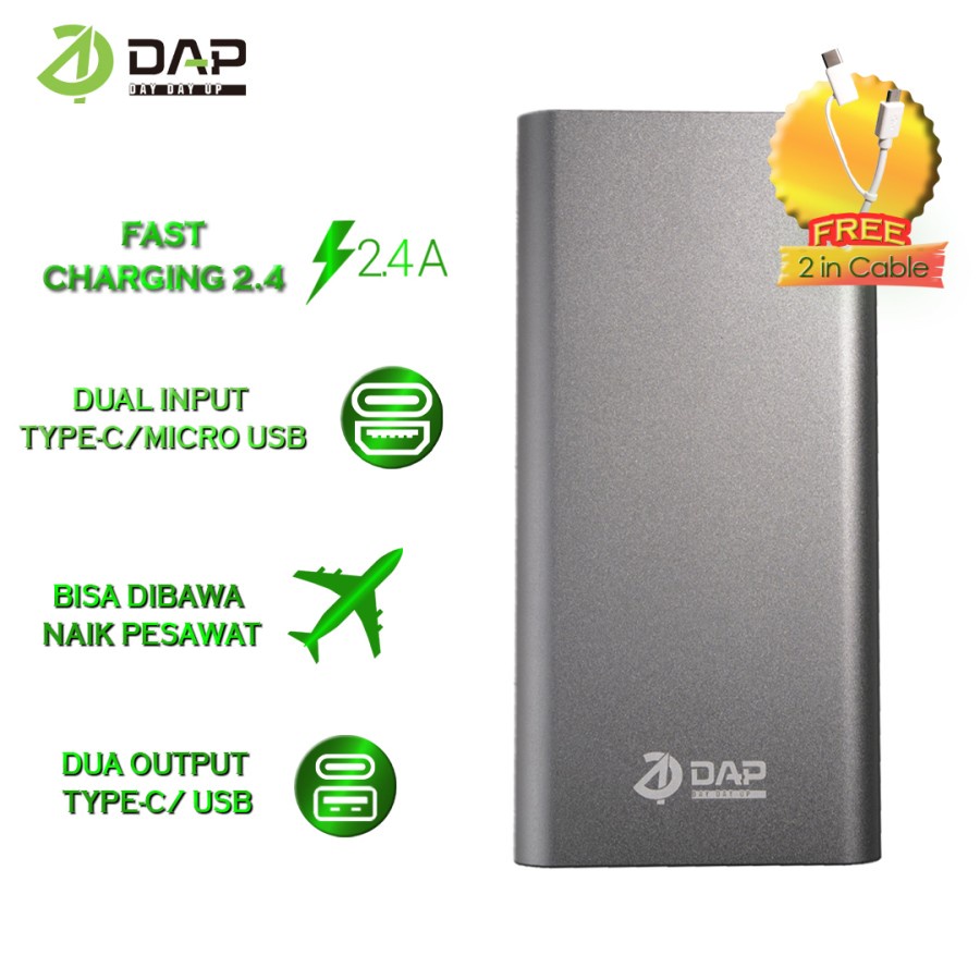 Powerbank Digital Indicator DAP D-M10 Powerbank 10000mAh 2.4A