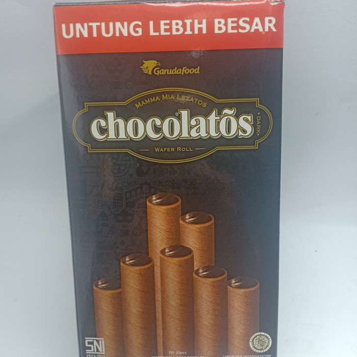 CHOCOLATOS WAFER ROLL COKLAT 20×16g 1 PAX BOX DUS 20 PCS COKLAT BESAR