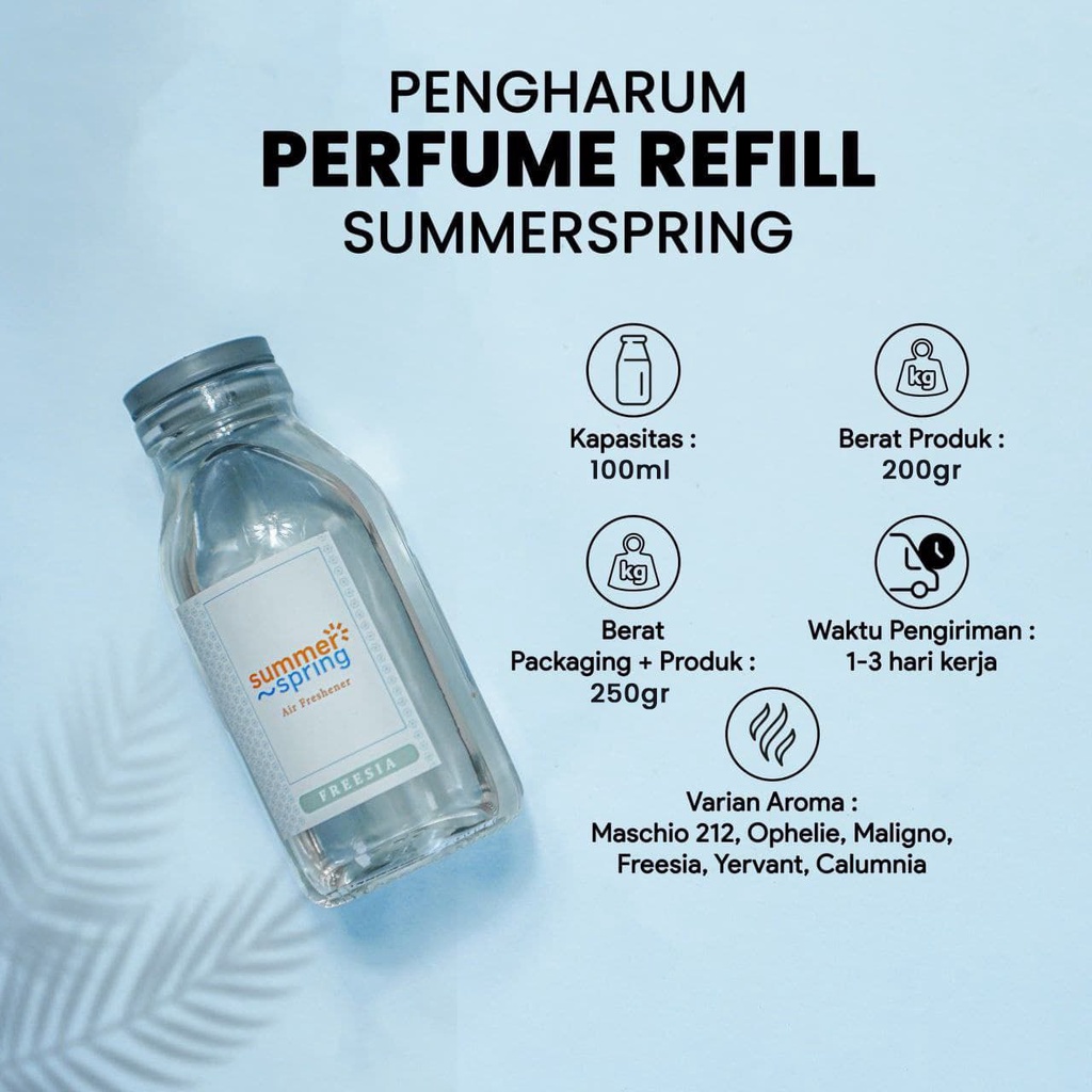 SUMMERSPRING REFILL Botol Apel 100ML parfum mobil pengharum mobil ruangan car air freshener wangi awet