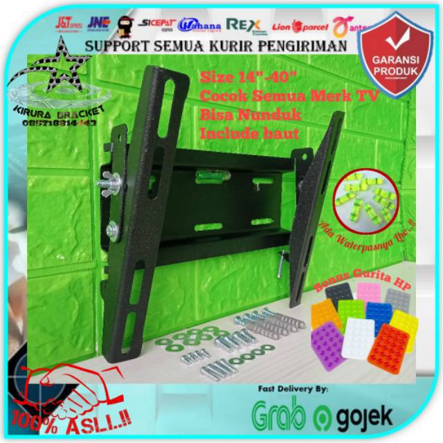 Bracket TV Super TEBAL 14&quot; sampai 43&quot; waterpass cocok semua Merk TV breket TV braket TV PBI.PN-002w