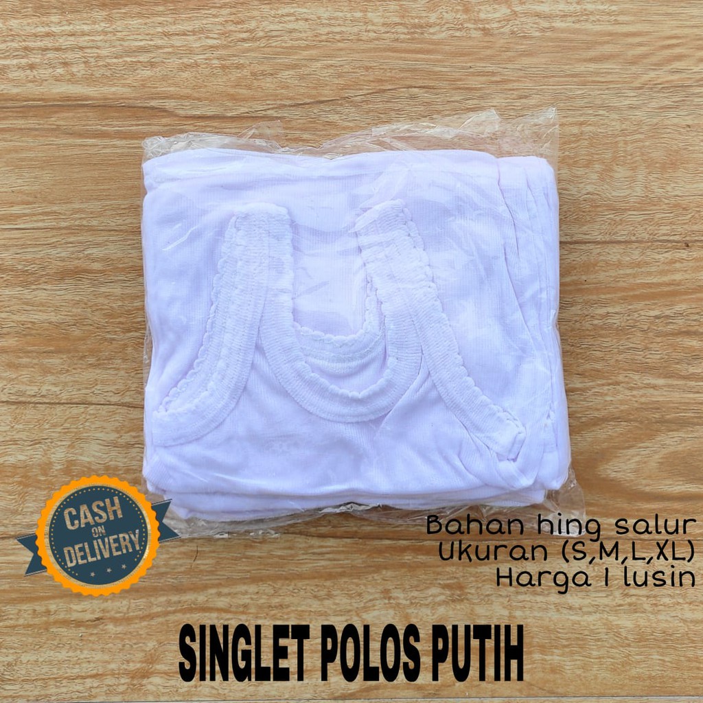 1 LUSIN (12 pcs) Singlet bayi PUTIH ukuran S / M / L / XL grosir