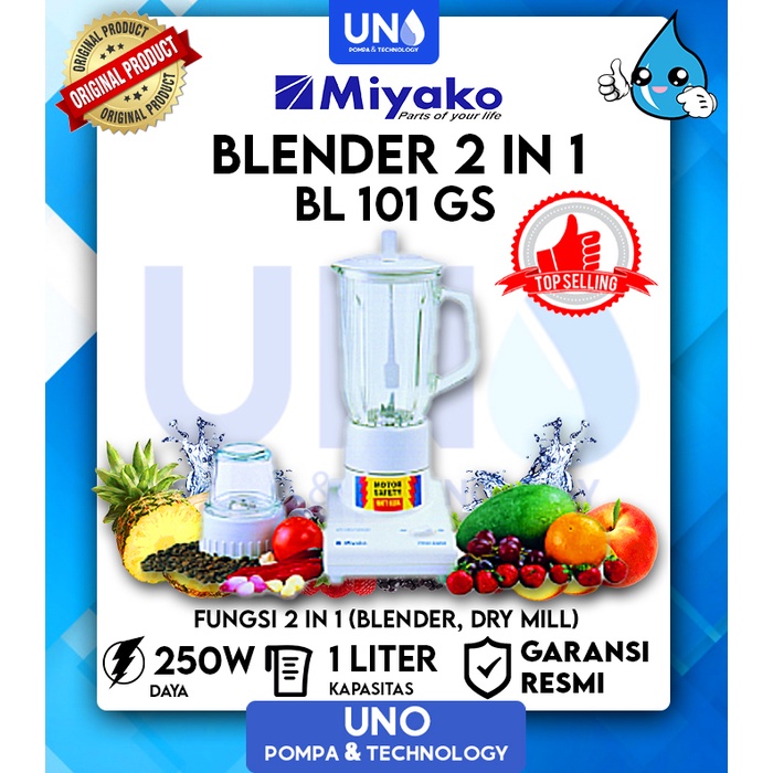 Miyako Blender Kaca 1 Liter BL 101 GS - 101GS (PUTIH)