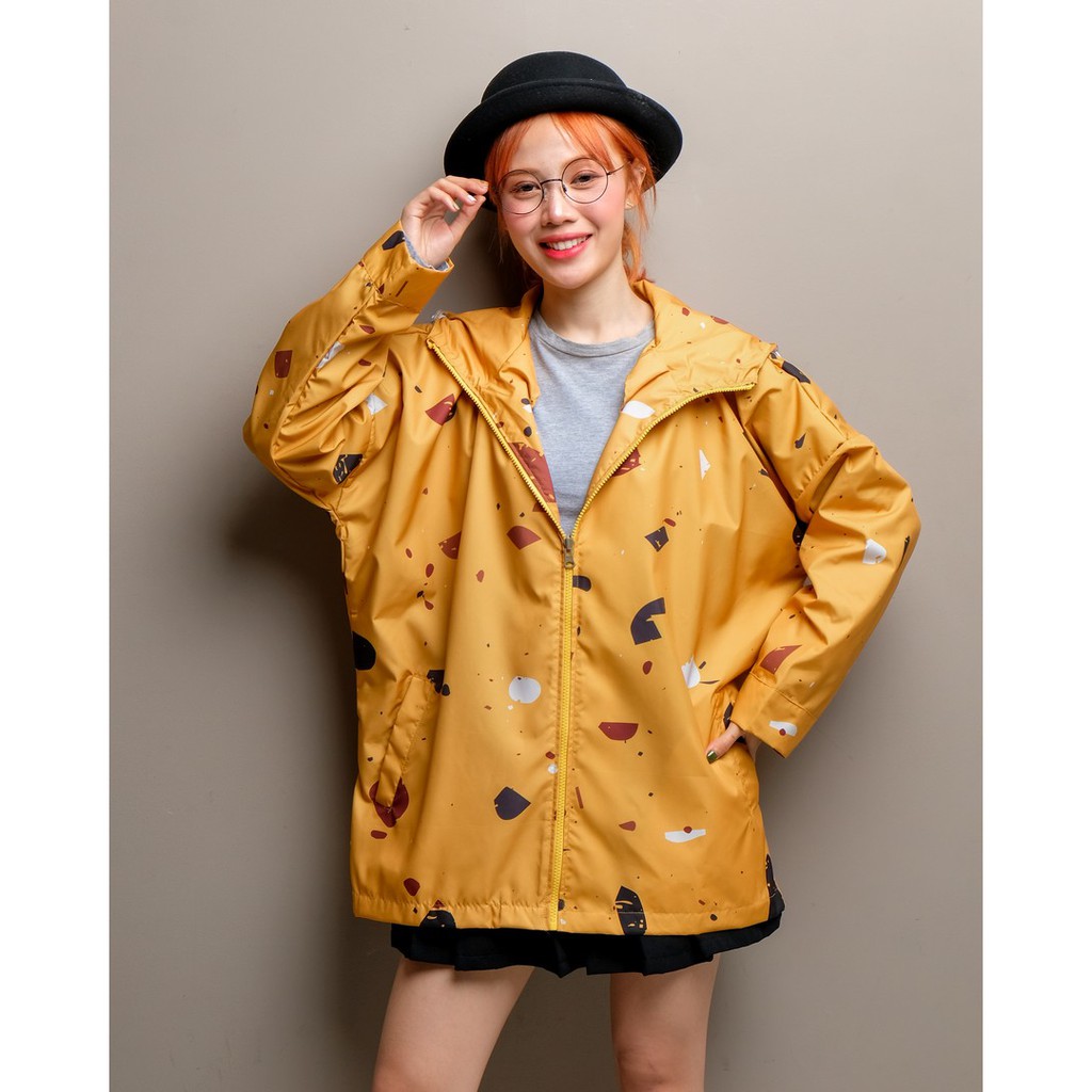 Myrubylicious ABSTRACT#2 PACKABLE JACKET-MUSTARD