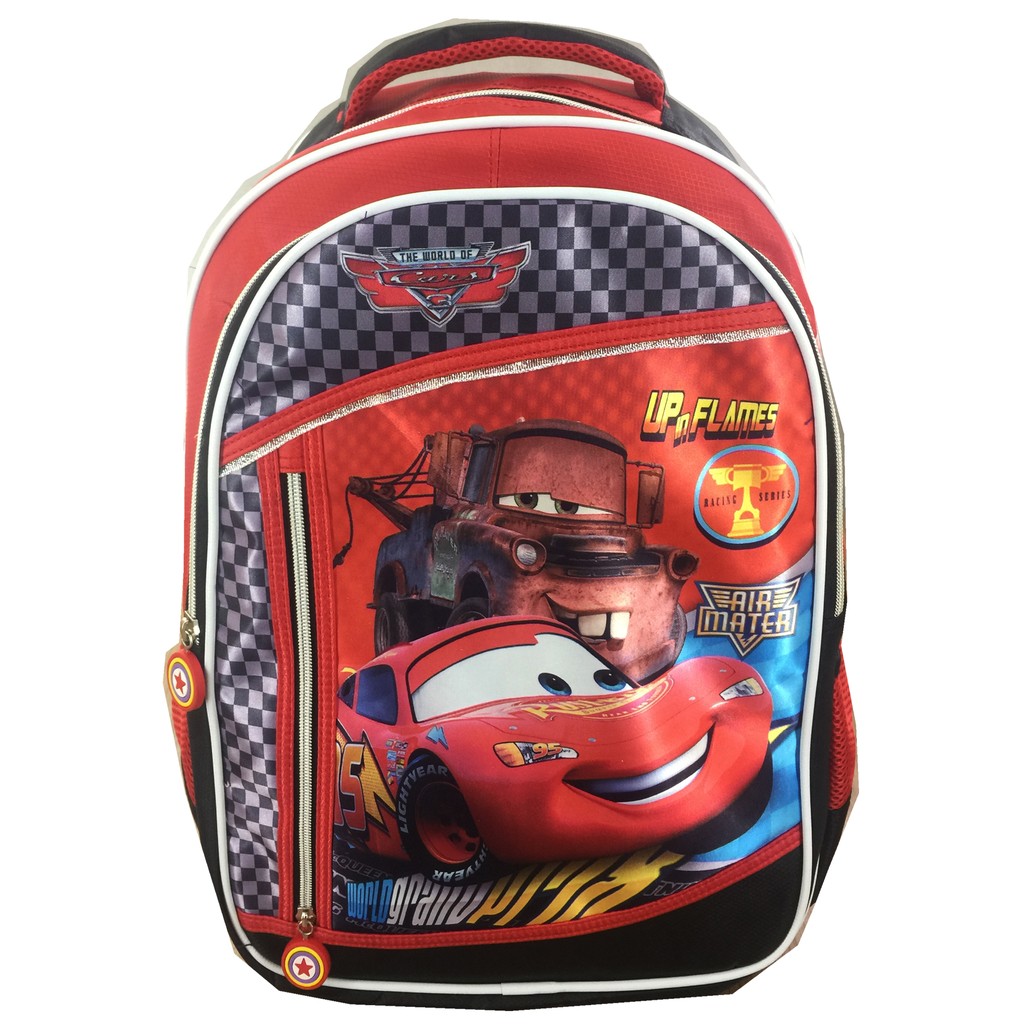 Tas Ransel Sekolah Anak SD Cars Full Sateen IMPORT Catur 3 Kantung S