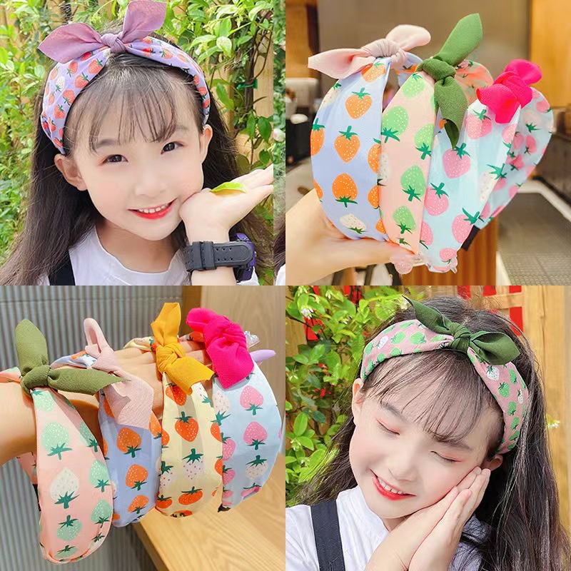 (COD) Bando Anak Model Simpul Motif Strawbery Gaya Korea Import