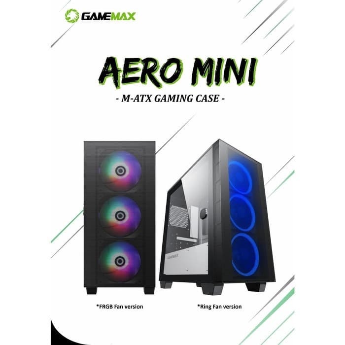 GAMEMAX AERO MINI (FRGB) Tempered Glass GAMING MICRO ATX CASE - 3 Fan NAMPOL GAN