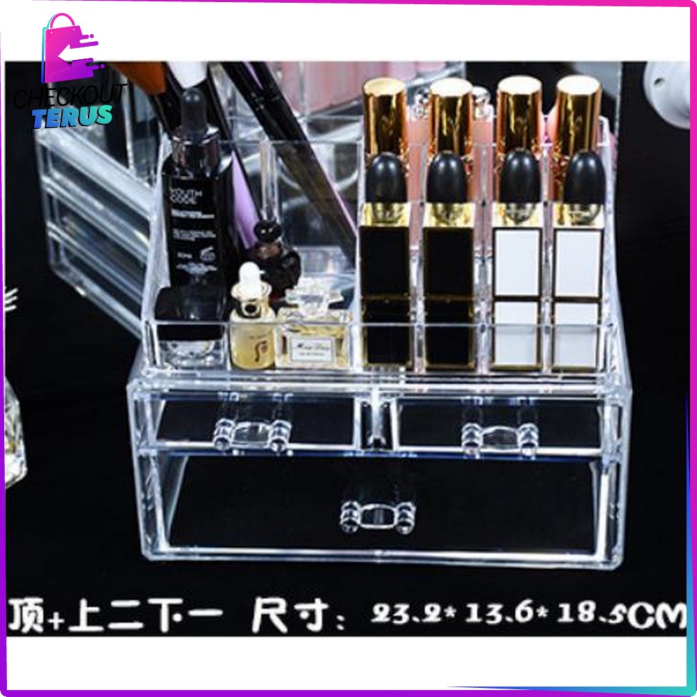 CT K16 Kotak Make Up Acrylic dengan 3 Laci Multifungsi Tempat Penyimpanan Rak Serbaguna Storage Box Cosmetic Rak Kosmetik Organizer