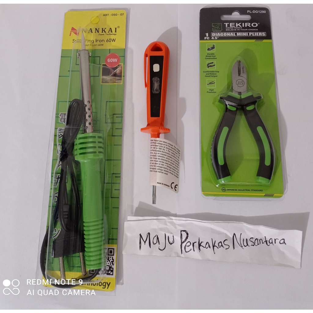 Paket Elektronik Listrik:Solder / Alat Patri Listrik 60w Nankai+IWT GERMANY Test pen AC 15cm obeng t