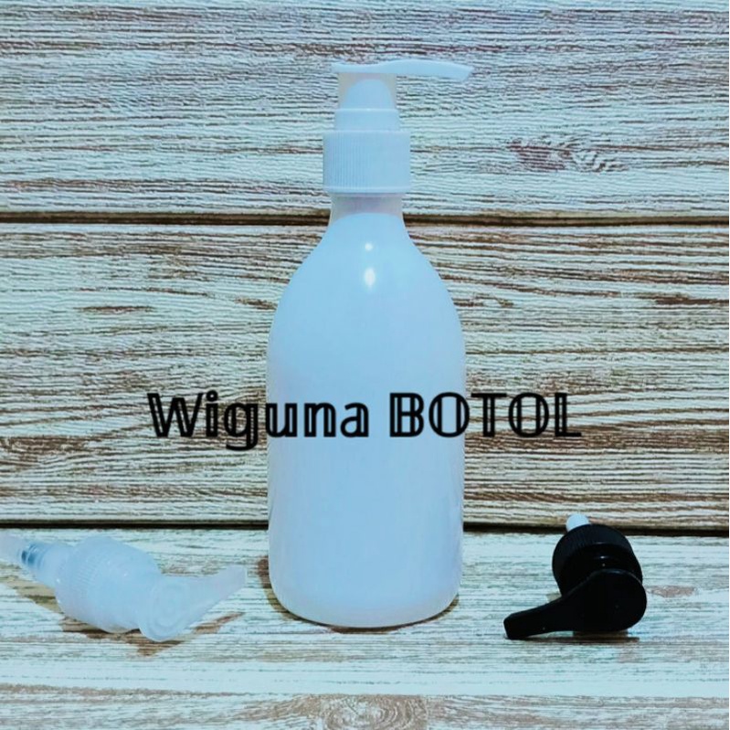 Botol Pump 300ml / Botol Plastik 300ml Putih Tutup Pump Lotion