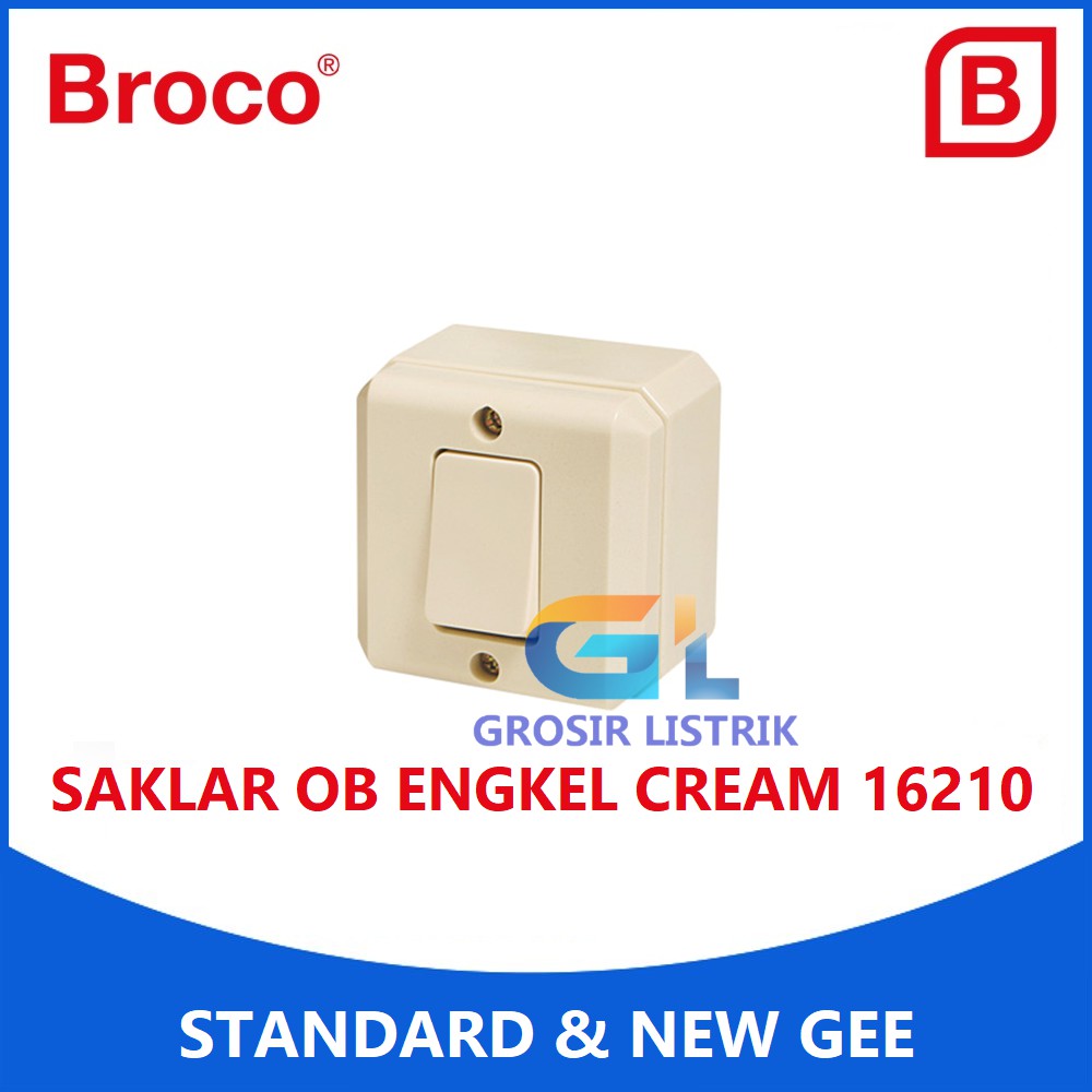 Broco New Gee Saklar Engkel Cream OB 16210 (Single Switch Tunggal Tempel) 1621011 Original Grosir