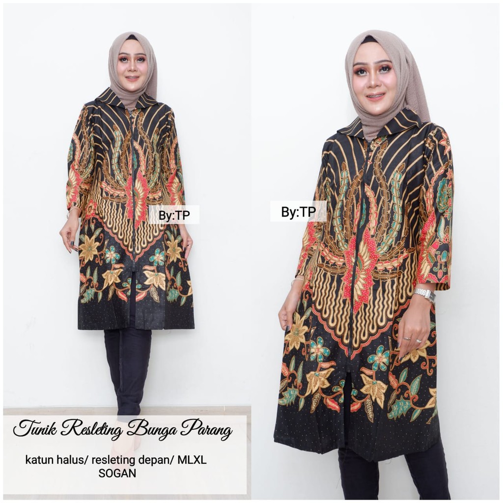 10+ Ide Model Baju Tunik Batik Terbaru Resleting Depan