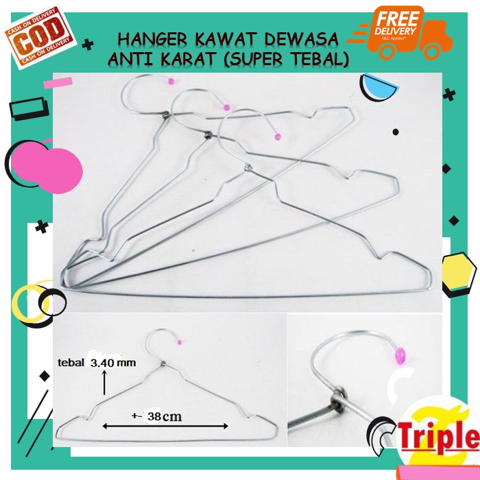 Kastok Hanger Gantungan Kawat Dewasa Super Tebal Anti Karat