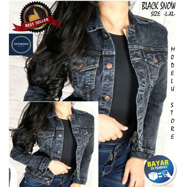 Jaket Jeans Wanita Snow Black Murah Model Terbaru