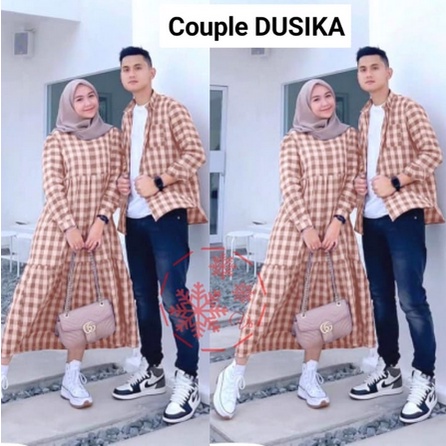 Couple Baju Wanita Pria Pasangan Remaja Couple Dusika Kotak Trendy Terbaru 2021 Model Kekinian Bahan