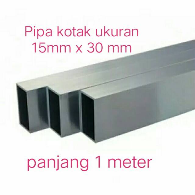 Pipa kotak 1 meter stenlis chrome