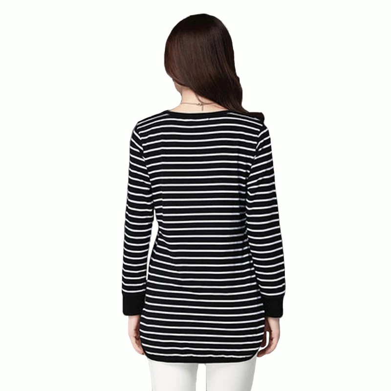 Blouse Tangan Panjang Wanita Gaya korea corak Salur - XSHOP Tsania