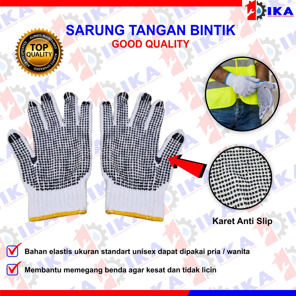 Sarung Tangan Kerja Polkadot Dotting Bintik Safety 1 Pasang ( 2 Pcs ) SARUNG TANGAN KATUN BINTIK - SARUNG TANGAN PABRIK BANGUNAN