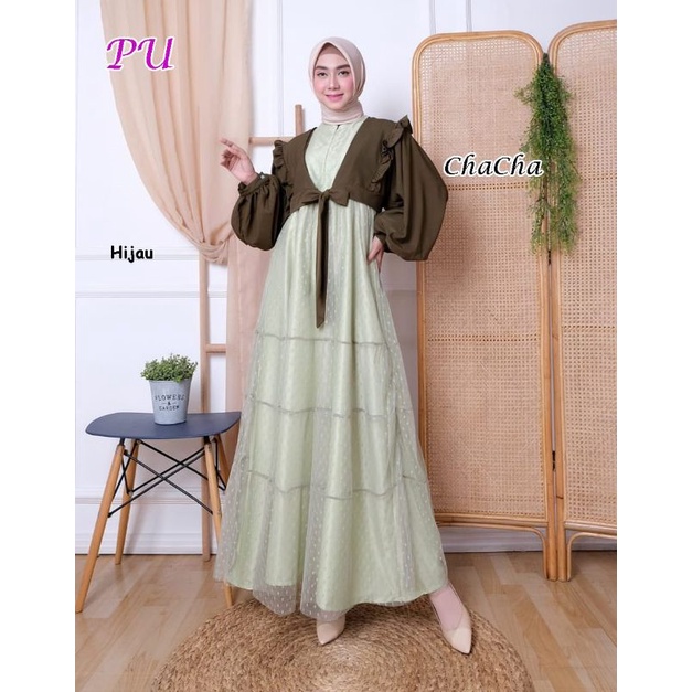 Chaca Gaun pesta muslimah mewah gamis kondangan wallimatul bridesmaid gaun wisuda