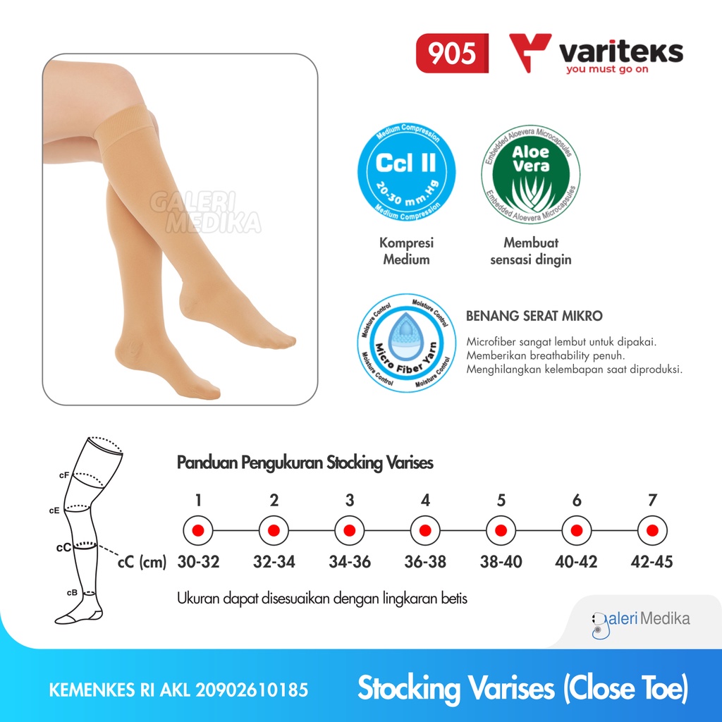 Stocking Varises Variteks 905 Kompresi Menengah 20-30mmHg Kelas 2 / Medium Compression CCL 2 - Stoking Varises