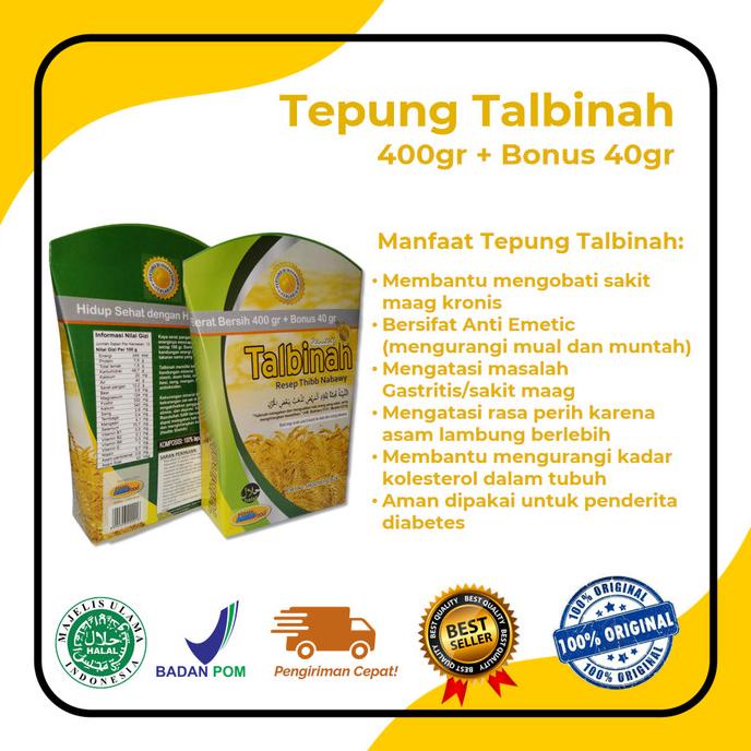 

Tepung Talbinah Assabil Amin Food untuk Pencernaan (400gr+40gr) ASLI
