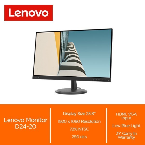 Lenovo D24-20 24 Inch Monitor - VA FHD HDMI VGA