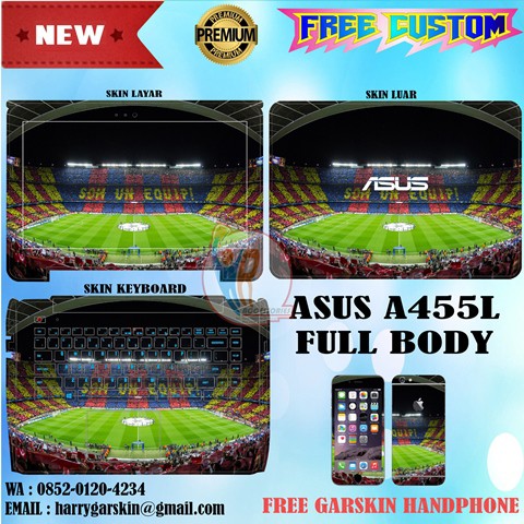 Original Garskin Laptop Full Body Asus A455L Motif Stadion Free 1 Garskin HP