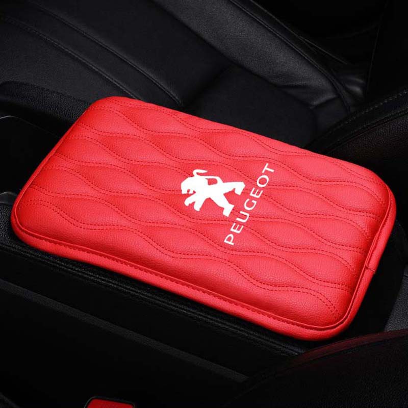 Car Armrest Pad Universal Leather Auto Center Console Storage Box Cover Mat Automobiles Waterproof Armrest Protector Cushion For Peugeot 308 206 208 3008 508 408 207 406 405 407 2008 5008 306 307 RCZ