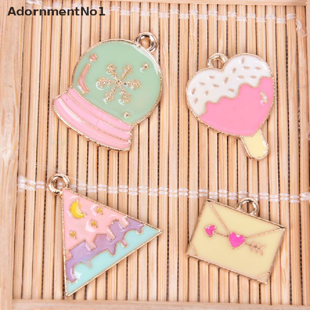 (AdornmentNo1) 10pcs / Set Liontin Enamel Alloy Bentuk Roket / Bintang / Kapal Untuk DIY Craft / Perhiasan