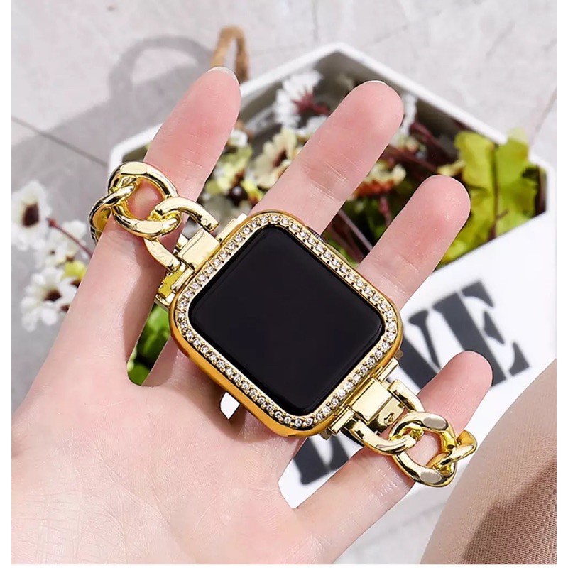 Diamond Fashion Casing cover bumper apple watch hard case series 4 5 6 SE 44mm 40mm 38mm aksesoris