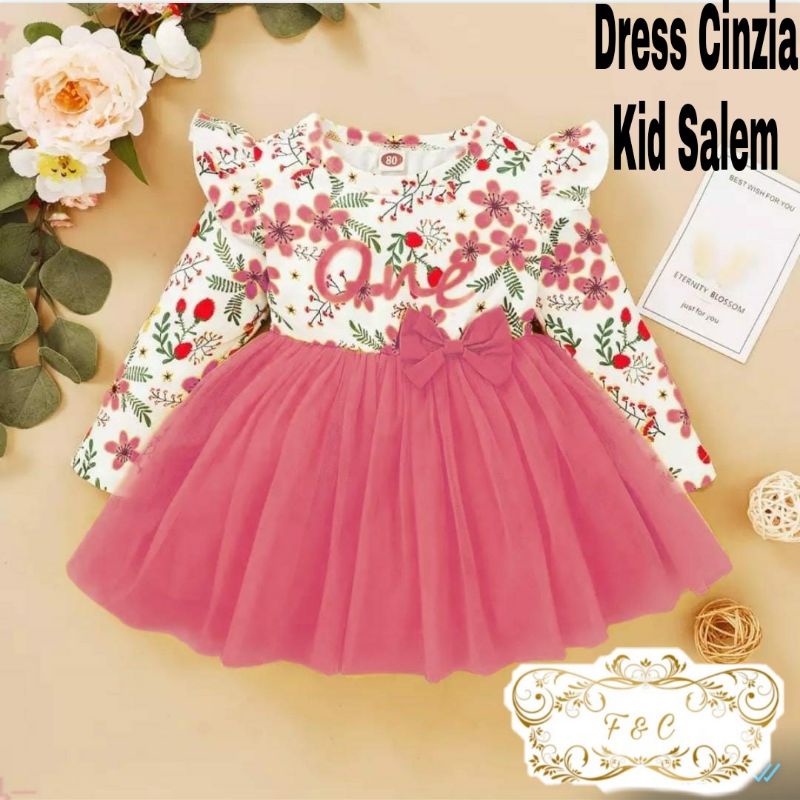 DRESS ANAK CINZIA Baju Anak Perempuan Umur 3-5tahun Lucu Cantik Gereja Bepergian Natal Acara Pesta U