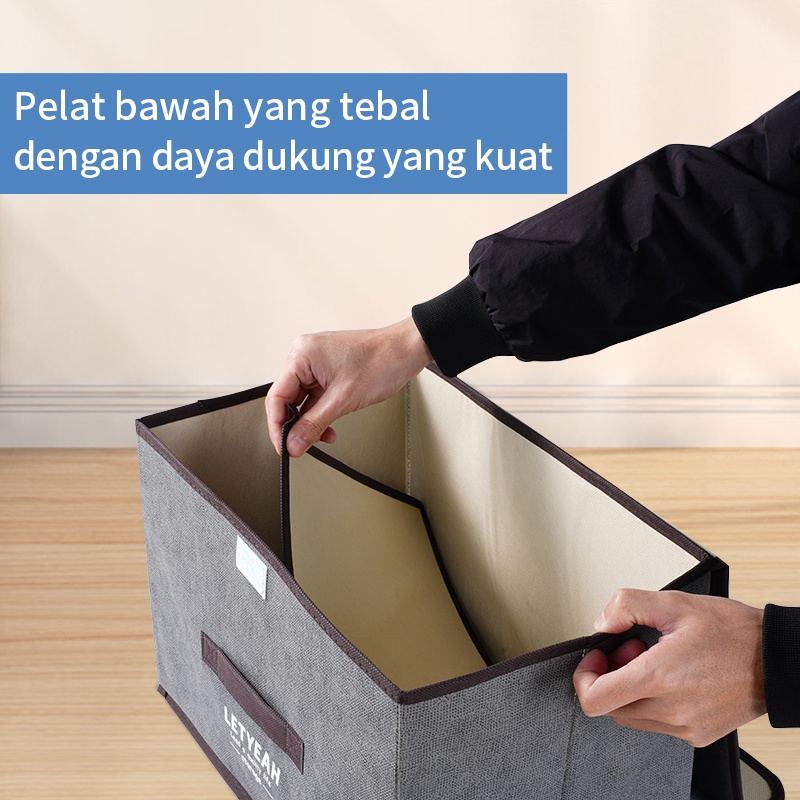 Letyeah &amp; Anantagt kotak penyimpanan baju 2in1 dengan tutup/Kotak Besar Multifunction/Canvas kotak penyimpanan/Storage Box/Organizer Container/Toy Storage/Book Organizer