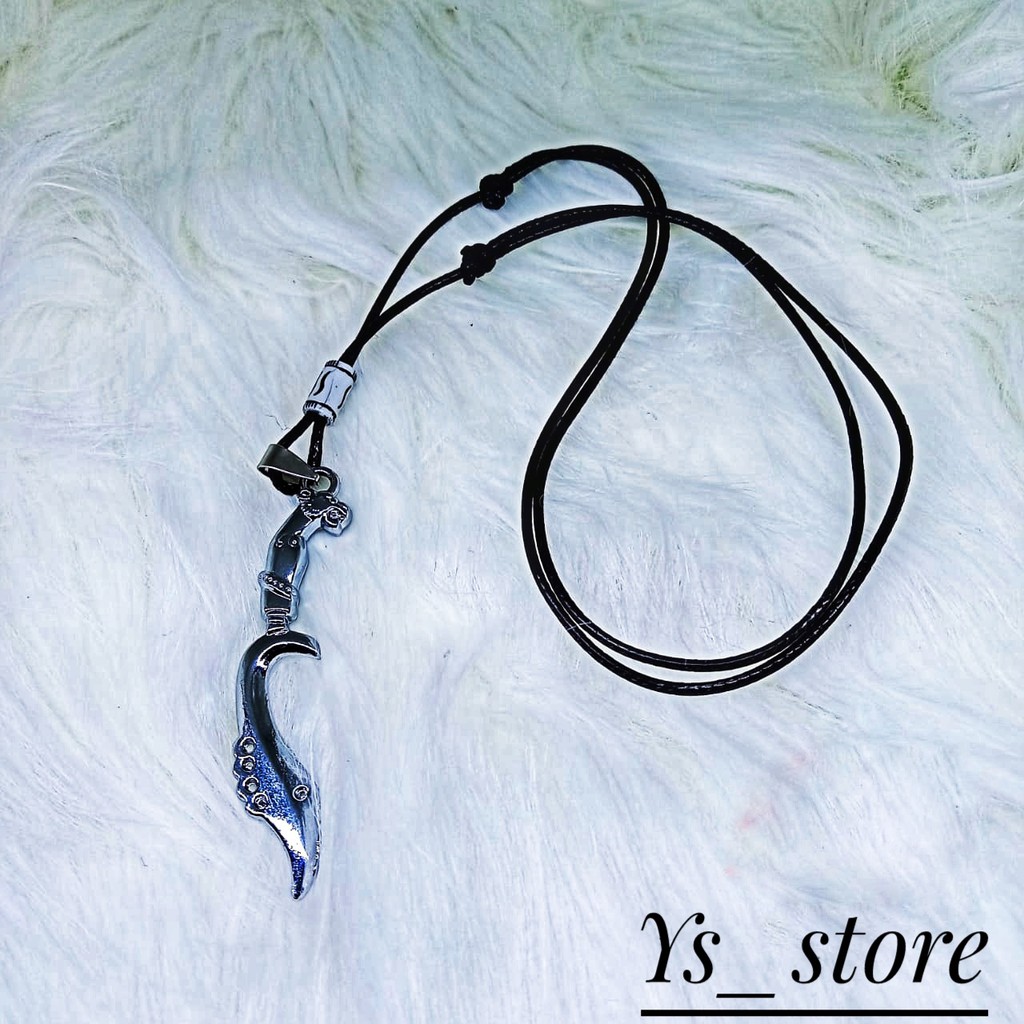 Kalung Tali Bandul Kujang Silver Stainless Kalung pria Terlaris Bandul kujang Silver