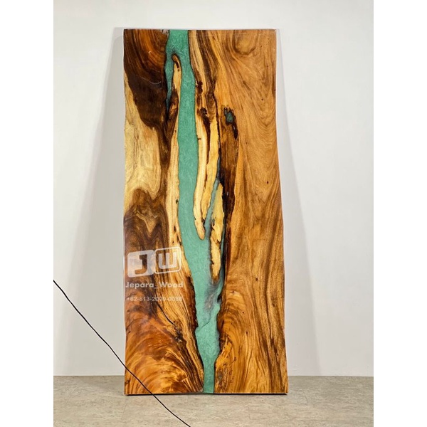 Top table meja resin kayu antik erosi