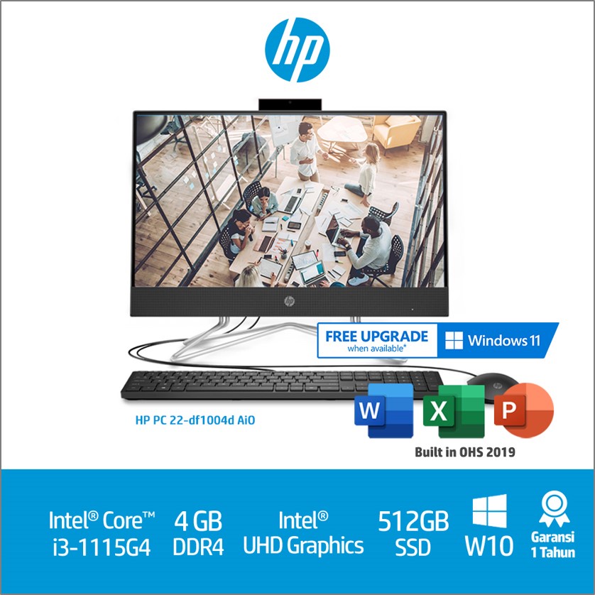 HP PC 22-df1004d All-in-One PC Desktop (39Y24PA) / 21.5" / Intel� Core� i3-1115G4 / 4GB / 512GB  / W