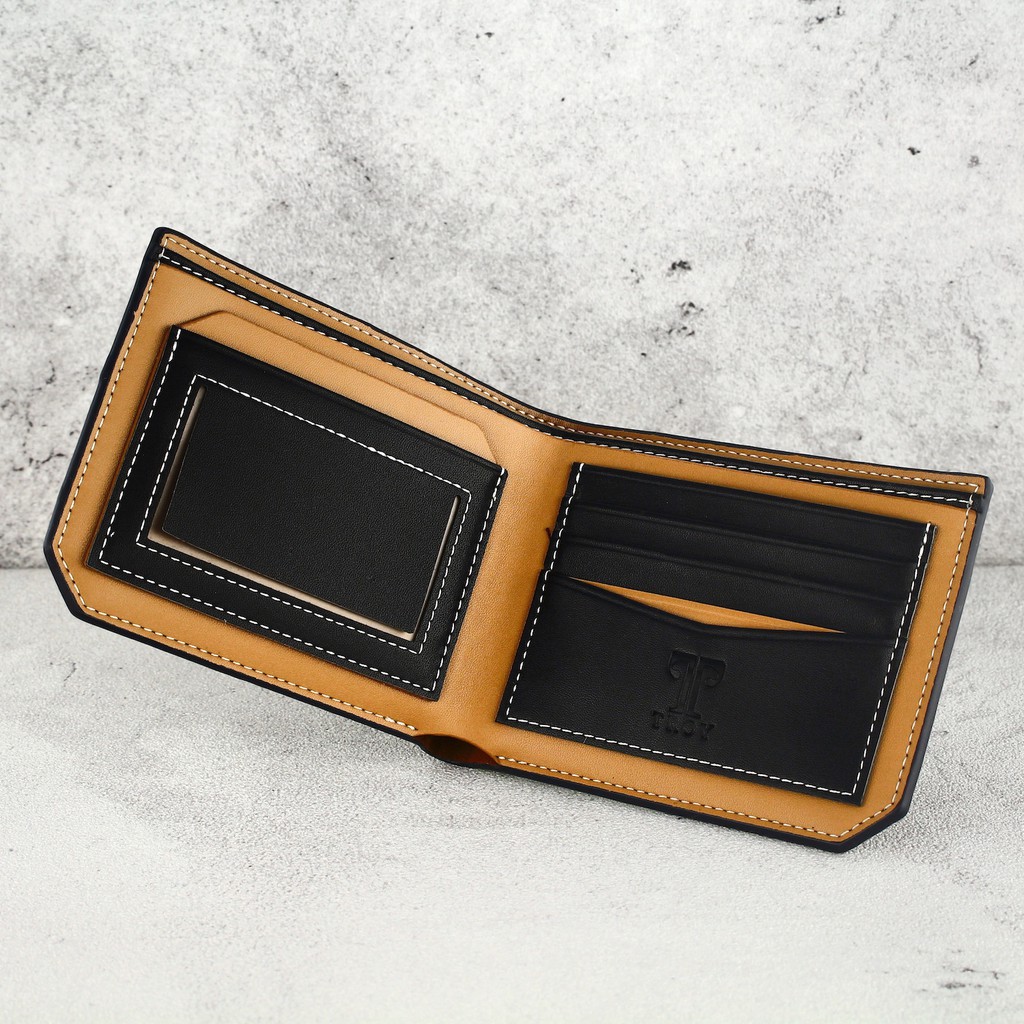 TOKOKOE - Dompet Pria Lipat Kulit Sintetis PU Koin Premium Bisa COD bayar ditempat Troy - Kuro