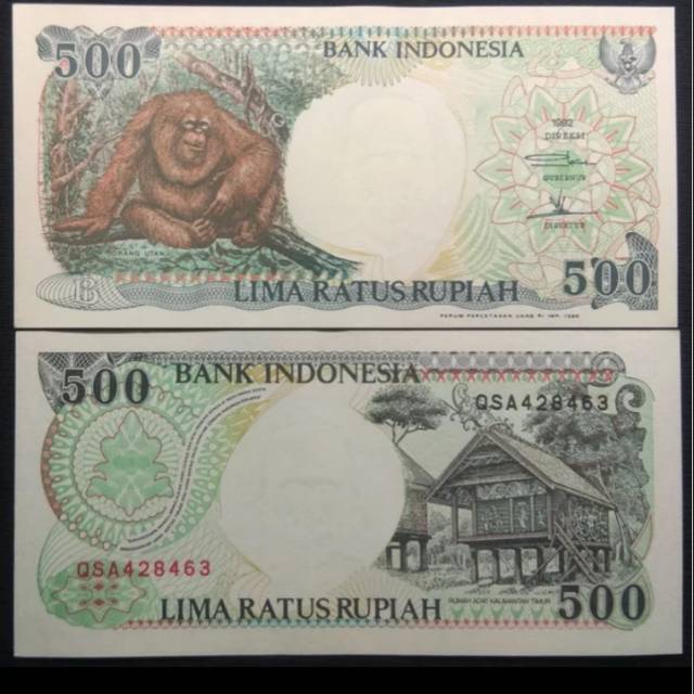 UANG KUNO 500 RUPIAH ORANG UTAN TAHUN 1992