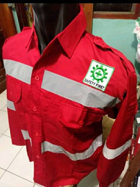 SERAGAM BAJU SAFETY HSE MERAH DOBLE SCOTLIGHT 5CM