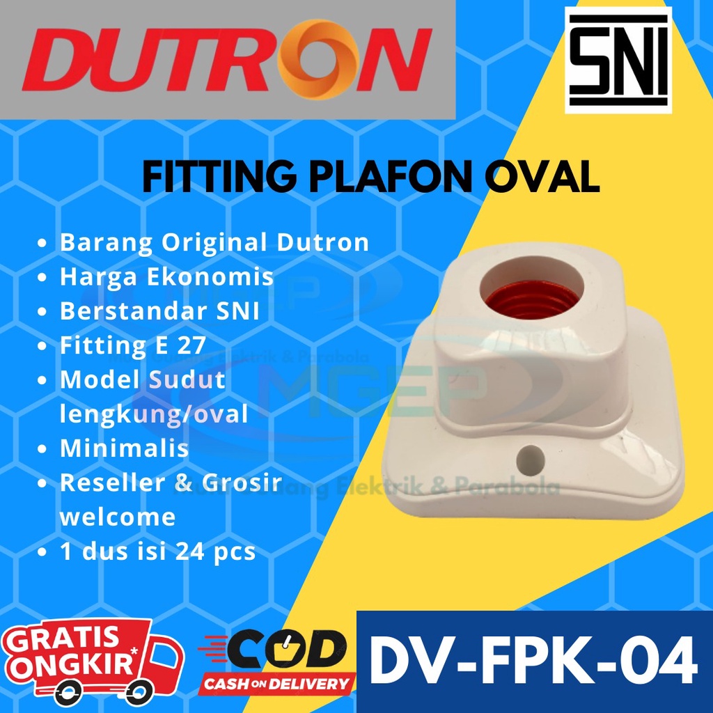 Fitting Plafon Oval Dutron DV FPK O4 HG 8x8 cm