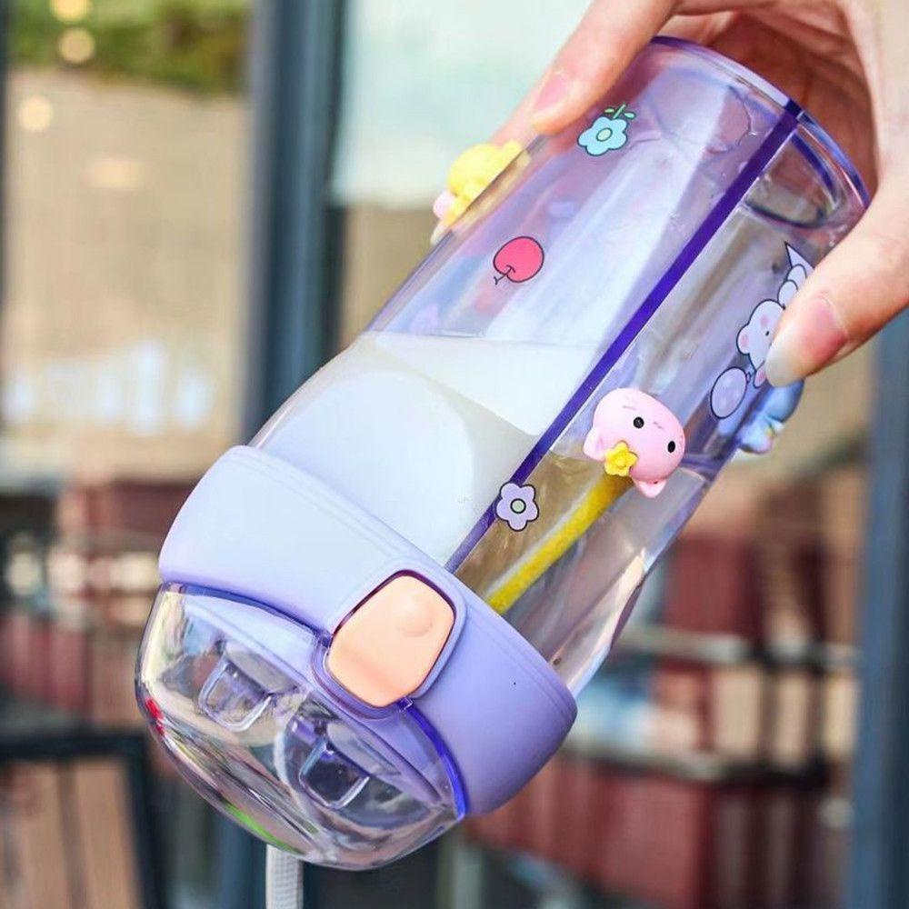 TOP 430ml Botol Air Minum Couple Kettle Outdoor Dua Sedotan