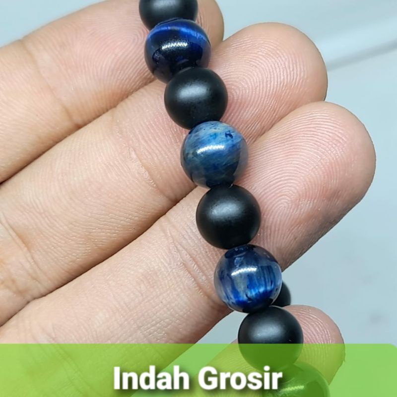 Gelang Tangan Pria Wanita Keren Batu Akik Natural Tiger Eye