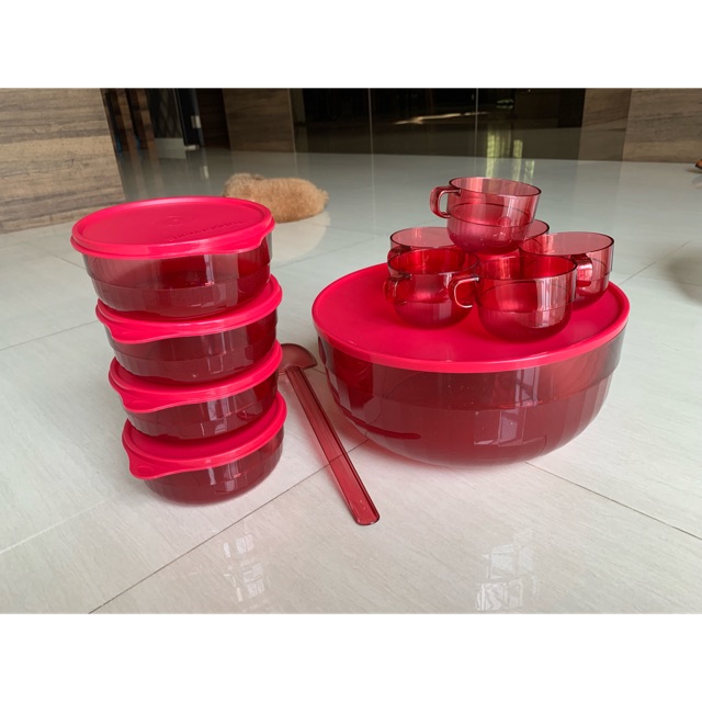 Bowl 3S komplit warna merah