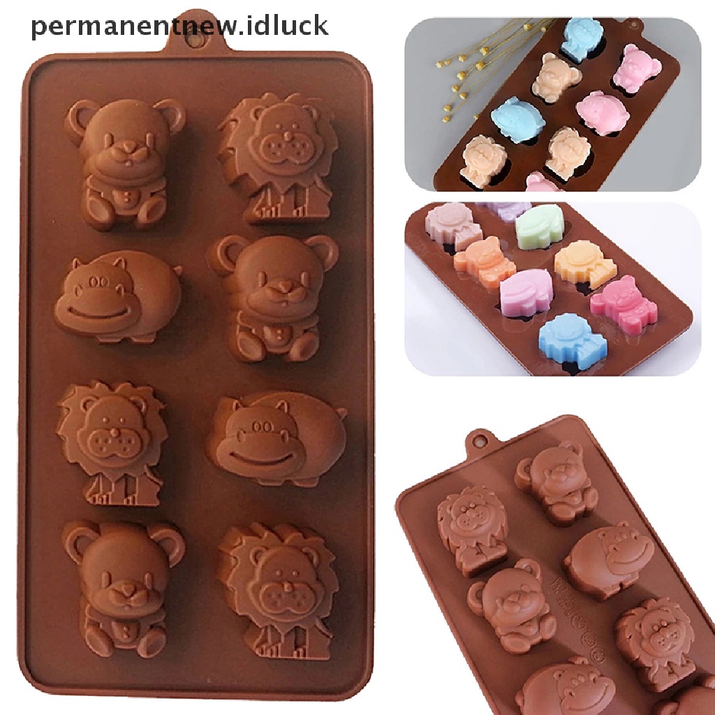 Cetakan Sabun / Kue / Coklat Bentuk Hewan Singa / Beruang Bahan Silikon Untuk Peralatan Dapur