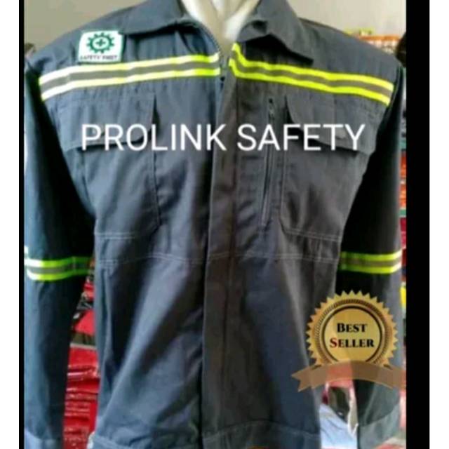 SERAGAM BAJU SAFETY ABU ABU SCOTLIGHT HIJAU RESLETING KAIN DRILL