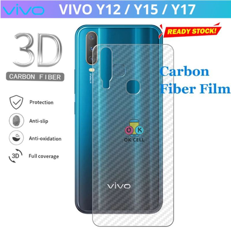 Skin Carbon 3D Vivo Y12 Y15 Y17 - Garskin Karbon Vivo Y17.Y15.Y12 Stickers Anti Gores Belakang