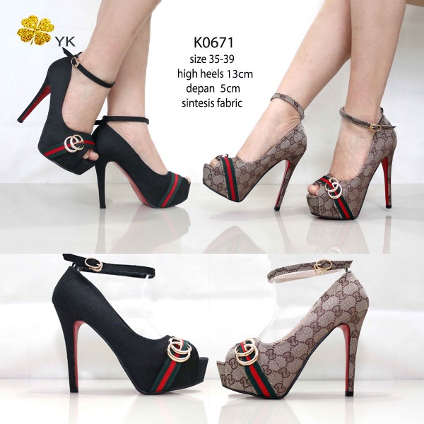 Ready Stok YKshoes 0671 high heels 13cm shoes import wanita warna hitam coklat