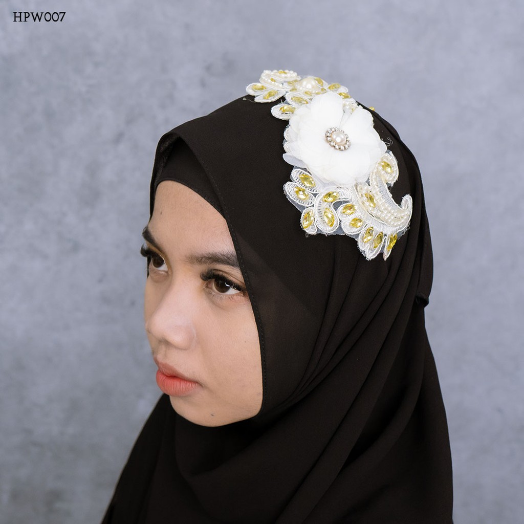 [BISA COD] HEADPIECE CROWN WEDDING MODERN HIJAB LACE BROKAT AKSESORIS HPW007
