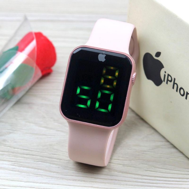 Best Seller  Jam Tangan Wanita Iphone 7201 PW LED Tali Rubber Free Box Original