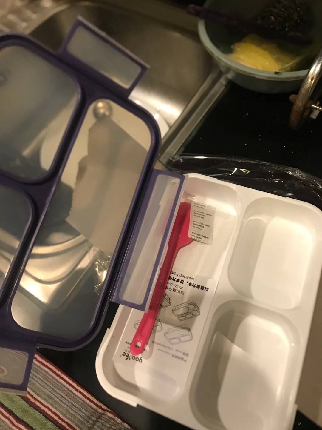 Yooyee Kotak Makan Grid Bento Lunch Box 3 Sekat Anti Bocor  - Packing Bubble Dan Karton