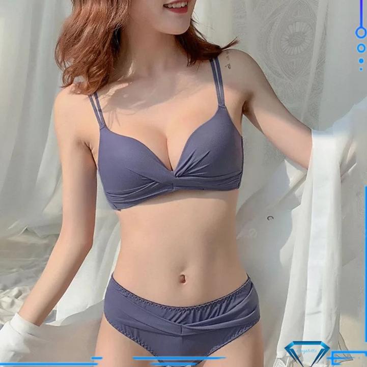 ➪ (BH + CD) Bra Set dan Celana Dalam Premium Quality Molala 096638 32AB-38AB Tanpa Kawat ☆